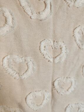 LOFT Cream Heart-Embroidered Crewneck Sweater